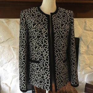 KASPER BLACK & WHITE ELEGANT TEXTURED JACKET BLAZER SIZE 8